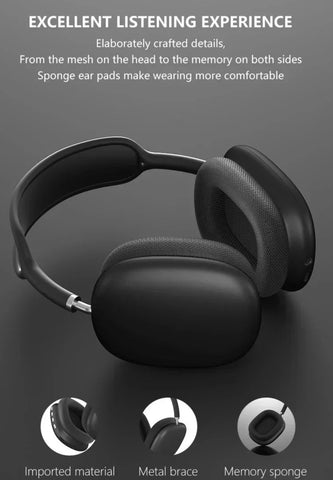 Premium P9 Wireless Bluetooth Headphones – Noise-Cancelling, HD Sound, & TF Card Support for Sports & Gaming