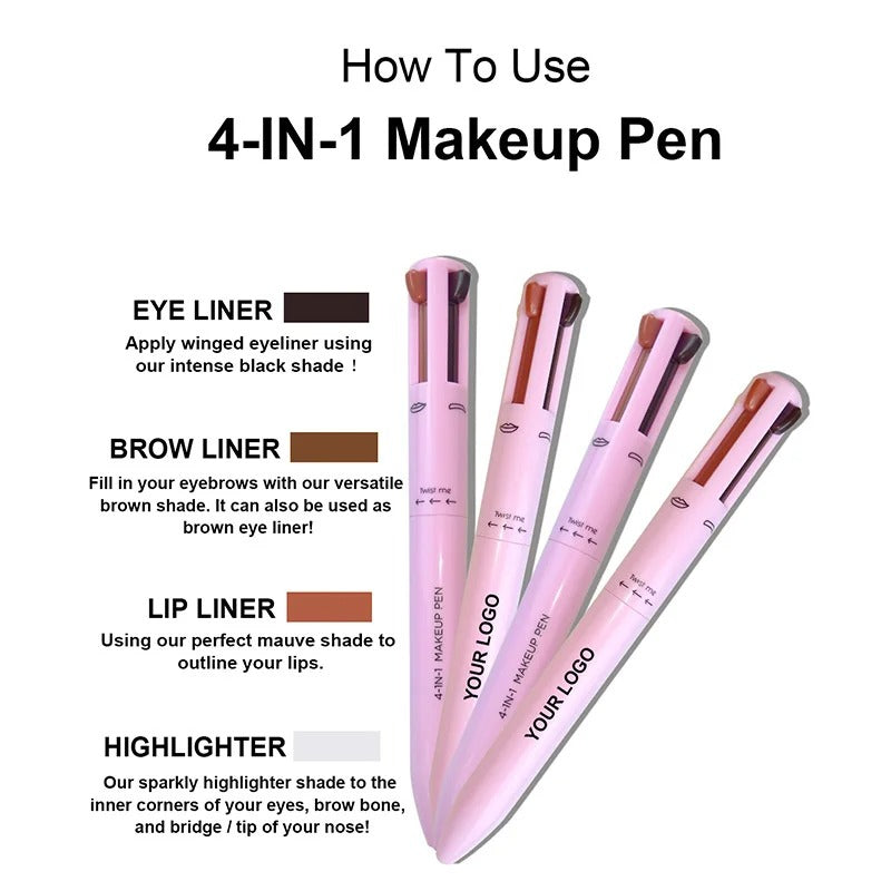 4in1 Makeup Pen Highlighter EyeLiner Eyebrow Pencil LipLiner Waterproof Travel Gift for Girl